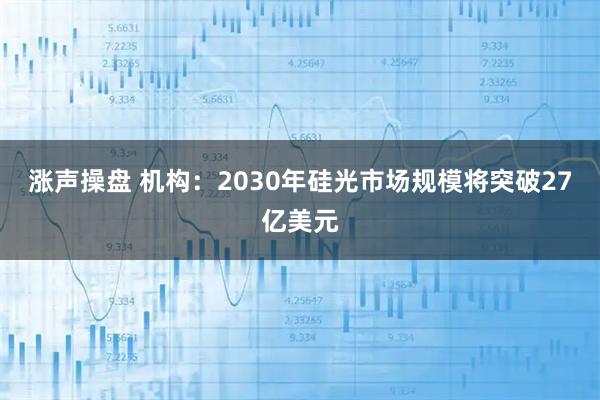 涨声操盘 机构：2030年硅光市场规模将突破27亿美元