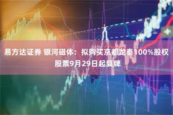 易方达证券 银河磁体：拟购买京都龙泰100%股权 股票9月29日起复牌